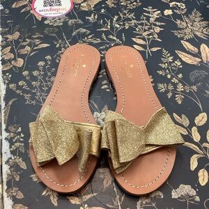 Kate Spade Gold Glitter Bow Sandals